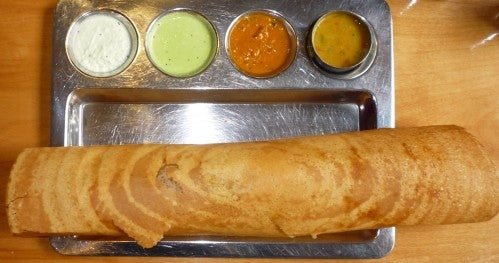 Stainless Steel Rectangular Dosa Compartment Tray / Thali with 4 - Bowls and 1 - compartment - 16 Inch