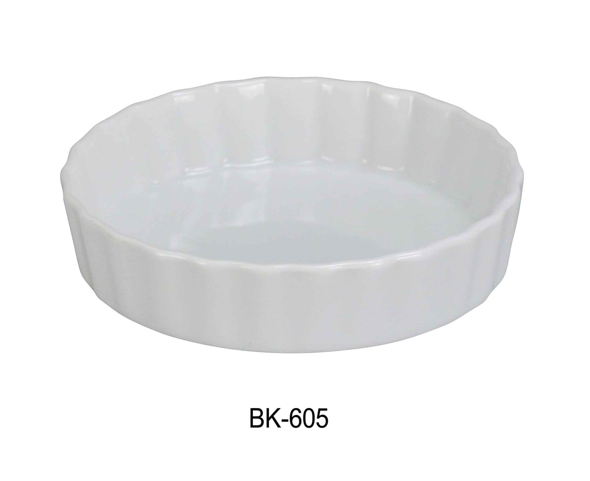 Yanco BK - 605 Quiche Dish, 5.5 oz Capacity, 5"‚ Diameter, 1"‚ Height, China, Super White, Pack of 24
