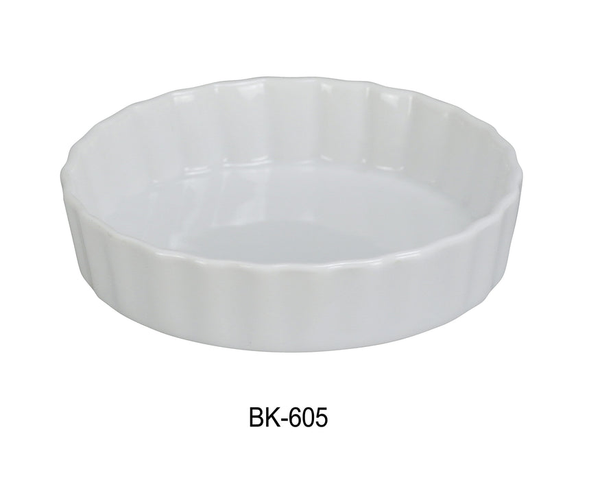 Yanco BK-605 Quiche Dish, 5.5 oz Capacity, 5″ Diameter, 1″ Height, China, Super White, Pack of 24