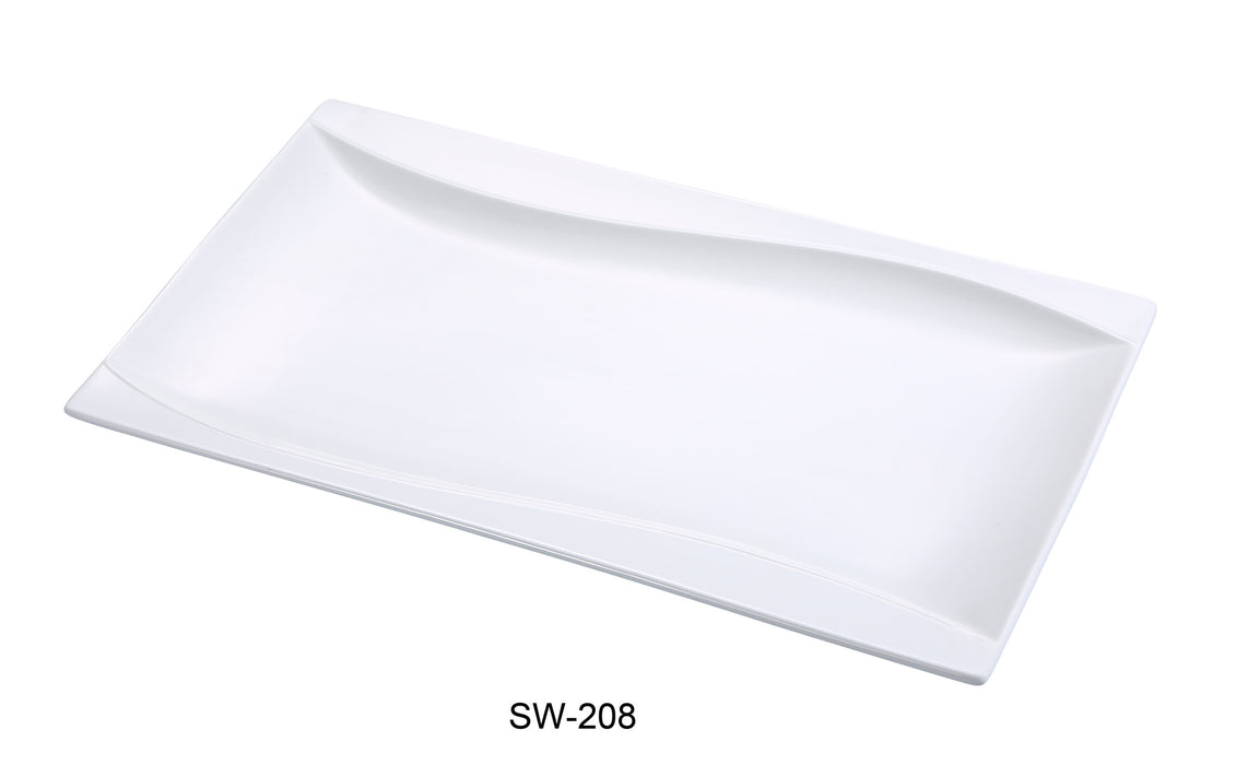Yanco SW-208 Sea Wave Rectangular Plate, 7.25″ Length x 5″ Width, China, Bone White, Pack of 24