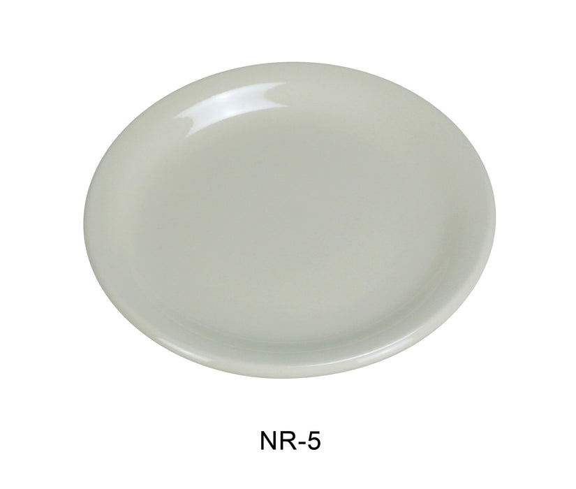 Yanco NR-5 Normandy Plate, Narrow Rim, 5.5″ Diameter, China, American White Color, Pack of 36