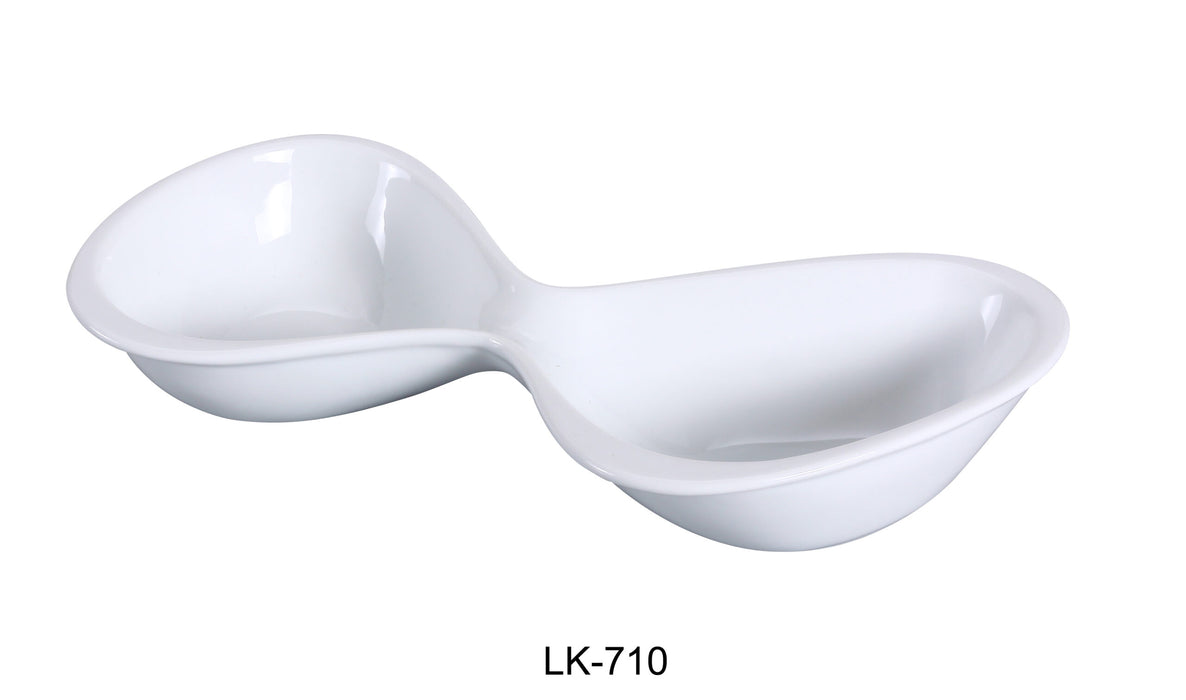 Yanco LK-710 Lion King Double Bowl, 4-oz Each, 10.25″ Length, China, Bone White, Pack of 24