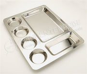 Stainless Steel Square Dosa Compartment Plate / Thali Tray with 6 compartments - 16 Inch