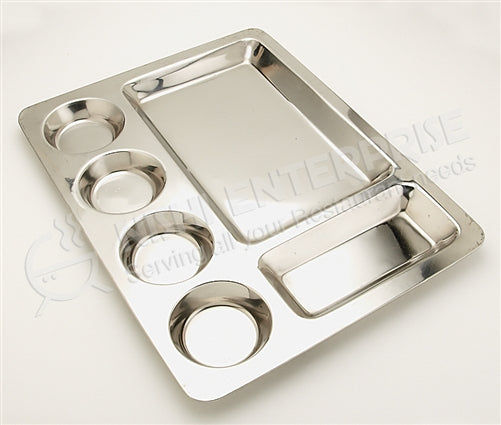 Stainless Steel Square Dosa Mess Tray with 6 Compartments- 16 inch