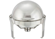 WINCO Madison Collection Stainless Steel Round Roll Top Chafer - 6 Qt.