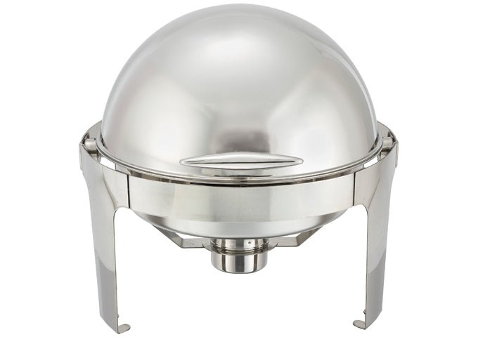 WINCO Madison Collection Stainless Steel Round Roll Top Chafer - 6 Qt.