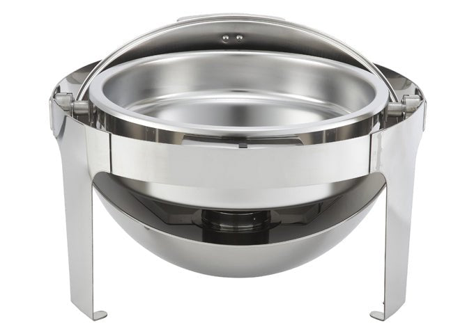 WINCO Madison Collection Stainless Steel Round Roll Top Chafer - 6 Qt.