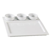 Yanco ML - 810 10"‚ Square Compartment Tray with Three 2.75"‚ Round Dish, 3 oz/Well, China, Super White, Pack of 12 Set