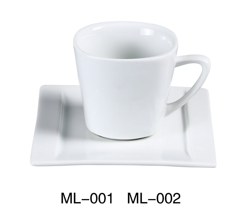 Yanco ML-001 Mainland 7 oz Coffee/Tea Cup, Square Shaped, 3″ Length x 3″ Width, China, Super White, Pack of 36