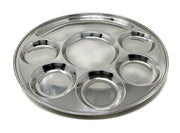 Stainless Steel Round Compartment Plate / Thali 14.5 inch (36.8 cm) - 7 compartment