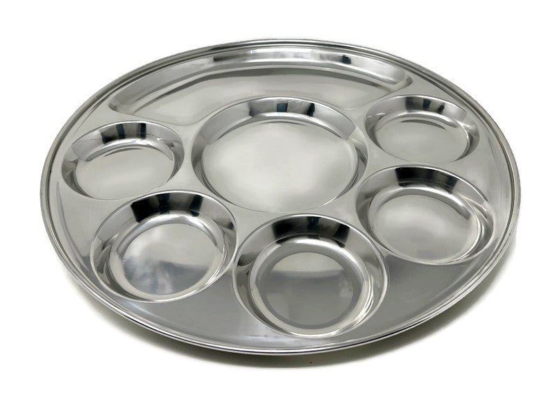 Stainless Steel Round Compartment Plate / Thali 14.5 inch (36.8 cm) - 7 compartment