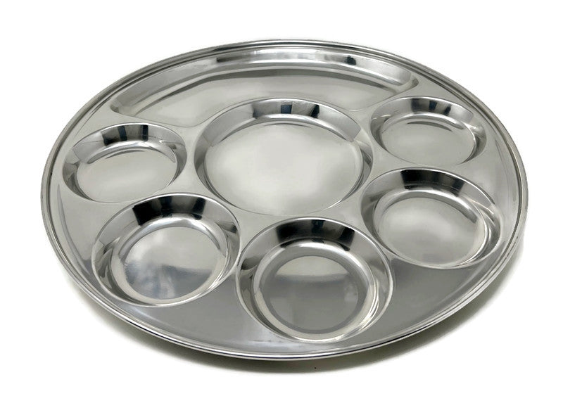 Stainless Steel Round Compartment Plate / Thali 14.5 inch (36.8 cm) -7 compartment