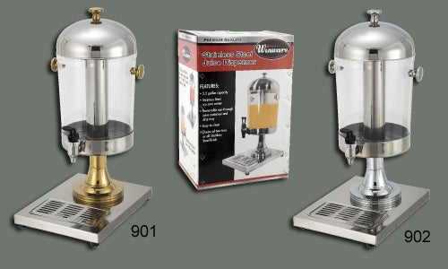 Winco 901 Single Juice Dispenser, 2.2 Gallons, Stainless Steel & Brass