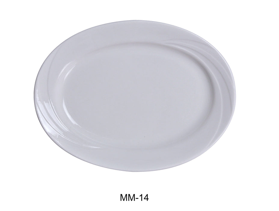 Yanco MM-14 Miami Oval Platter, 14″ Length x 10″ Width, China, Bone White, Pack of 12