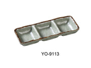 Yanco YO - 9113 Yoto 8"‚ X 2 3/4"‚ X 3/4"‚ TRIPLE SAUCE DISH 6 OZ EACH, Melamine, Matte Finish, Pack of 48