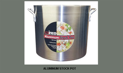 WINCO Extra Heavy 1/4" (6mm) Aluminum Stock Pot- 140 Qt.