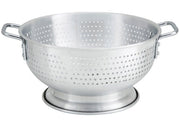 WINCO Aluminum Colander with Base & Handle - 8 Quarts
