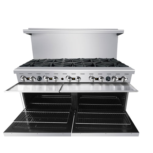 ATOSA AGR-10B, 60-Inch (152.4 cm) 10 Burners Heavy Duty Gas Range with Double Oven