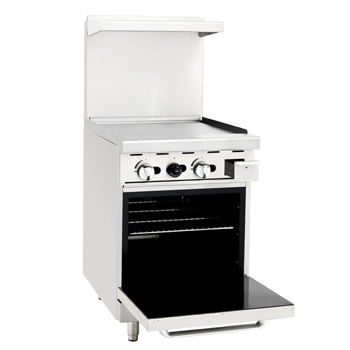 ATOSA AGR-24G, 24-Inch (60.96 cm) Heavy Duty Gas Range with Griddle Top and Single Oven