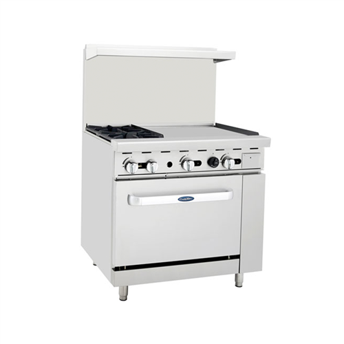 ATOSA AGR-2B24GR, 36-Inch (91.44 cm) 2 Burner Heavy Duty Gas Range with 24-Inch Right Griddle and Single Oven