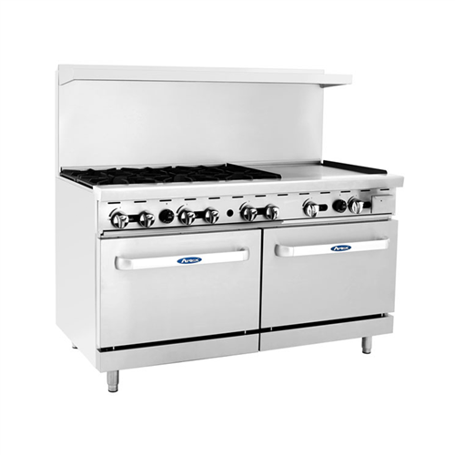 ATOSA AGR-6B24GR, 60-Inch (152.4 cm) 6 Burners Heavy Duty Gas Range with 24-Inch Right Griddle and Single Oven