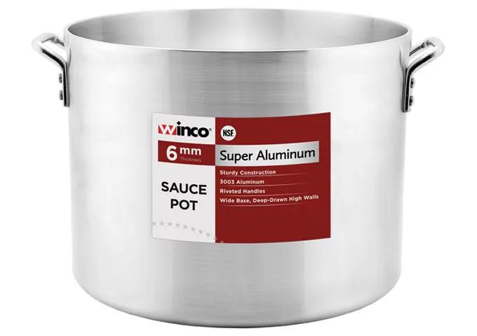 WINCO AXHA - 60 Extra Heavy 1/4" 6mm Super Aluminum Sauce Pot - 60 Qt.