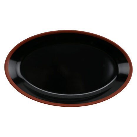 GET BAL107, 10″ Shiny Black/Matte Terra Cotta Small Oval Platter 10″L x 5.87″W x 1″H, GET, Cheforward, Melamine, Pack of 40