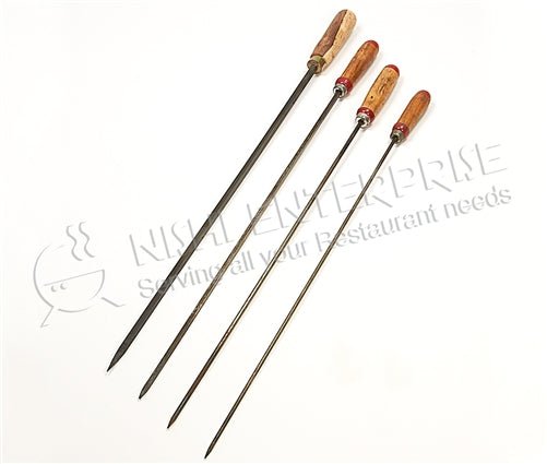 Steel BBQ Skewers for Kebab - Square - 8mm Thick with wooden handle