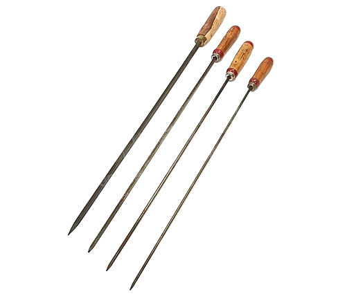 BBQ Grill Stainless Steel Skewers for Sheesh Kebab - Round - 4mm with wooden Handle