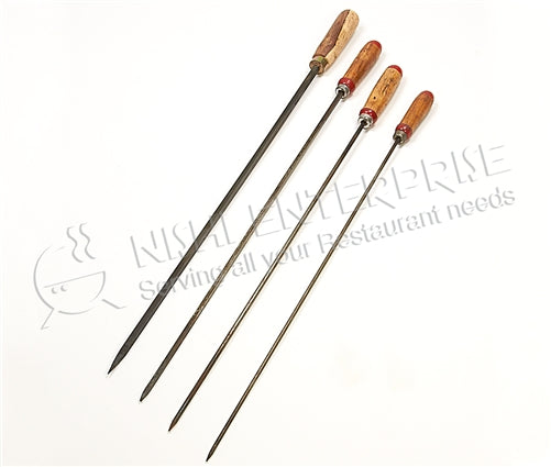 Steel BBQ Skewers for Kebab - Square - 6mm thick with wooden handle
