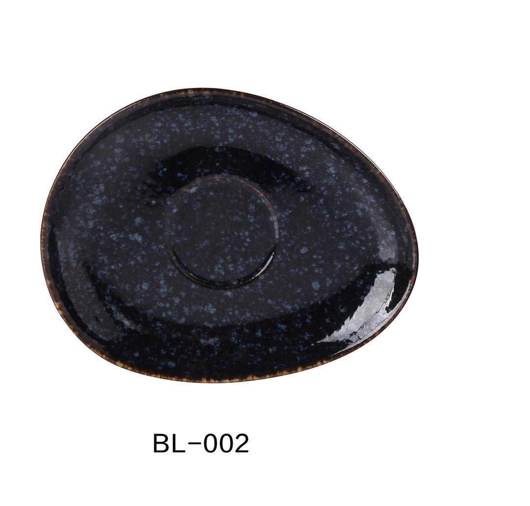 Yanco China BL - 002 6"‚ X 4 3/4"‚ X 3/4"‚ SAUCER, Ceramic Blue Star Saucer, Pack of 36