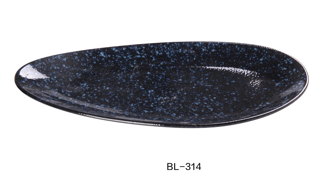 Yanco China BL-314 14 1/4″ X 8 1/2″ X 1″ LEAF SHAPE PLATE, Ceramic Blue Star Dinner Plate, Pack of 12