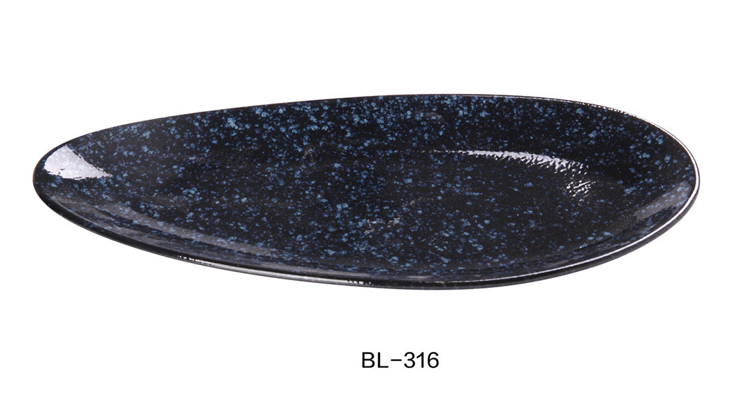 Yanco China BL-316 16 1/2″ X 7 5/8″ X 1″ LEAF SHAPE PLATE, Ceramic Blue Star Dinner Plate, Pack of 12