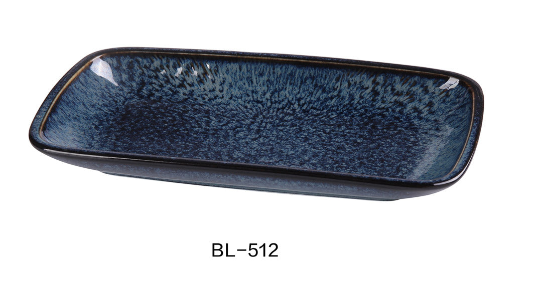 Yanco China BL-512 12″ X 6 1/2″ X 1 1/2″ RECTANGULAR PLATE, Ceramic Blue Star Dinner Plate, Pack of 24