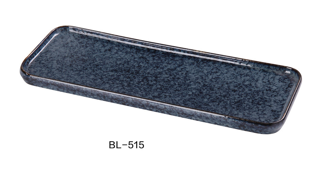 Yanco China BL-515 15 7/8″ X 5 1/2″ X 5/8″ RECTANGULAR PLATE, Ceramic Blue Star Dinner Plate, Pack of 12