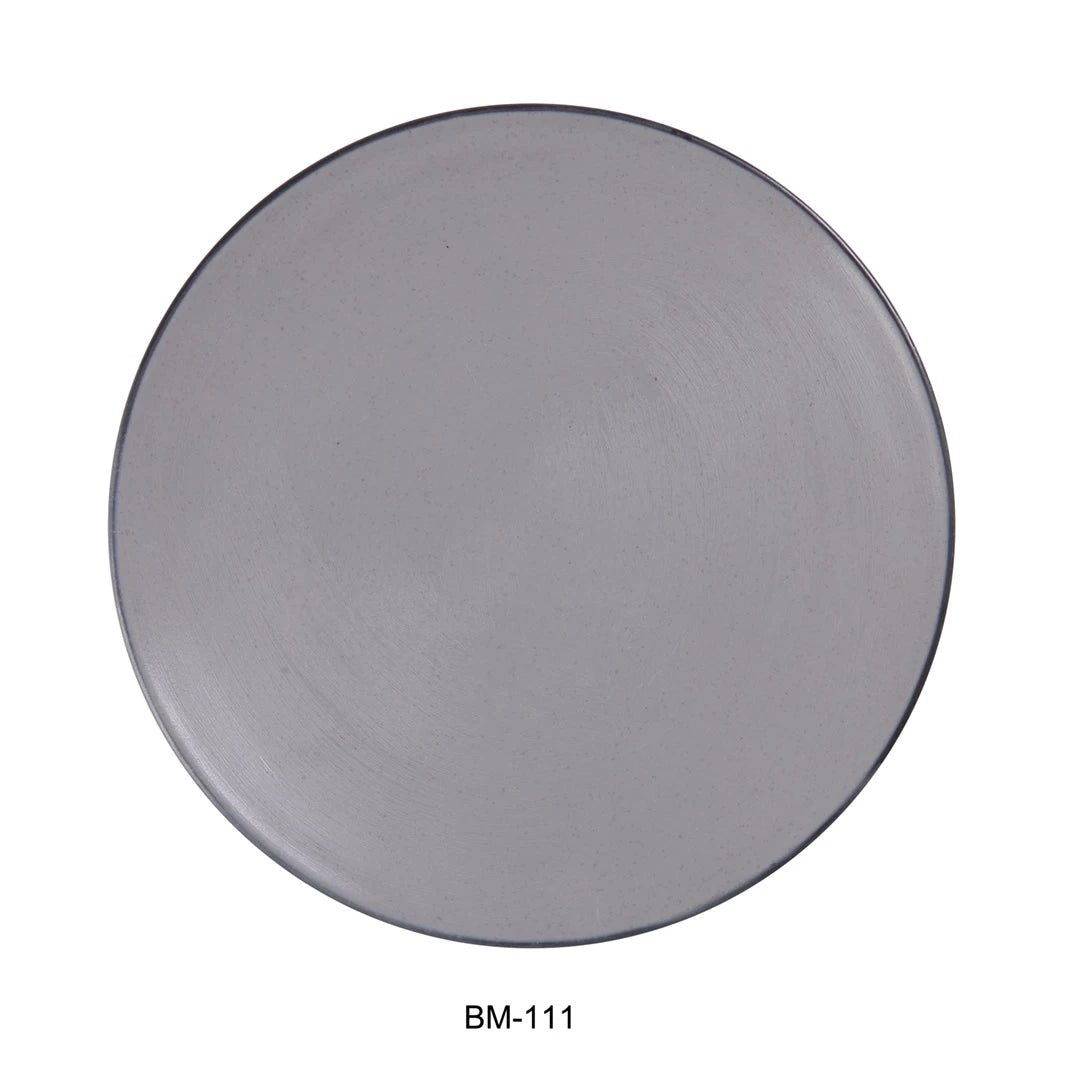 Yanco BM - 111 Birmingham 11 1/2" x 1 1/4" ROUND PLATE, Melamine, Gray & Black, Pack of 12