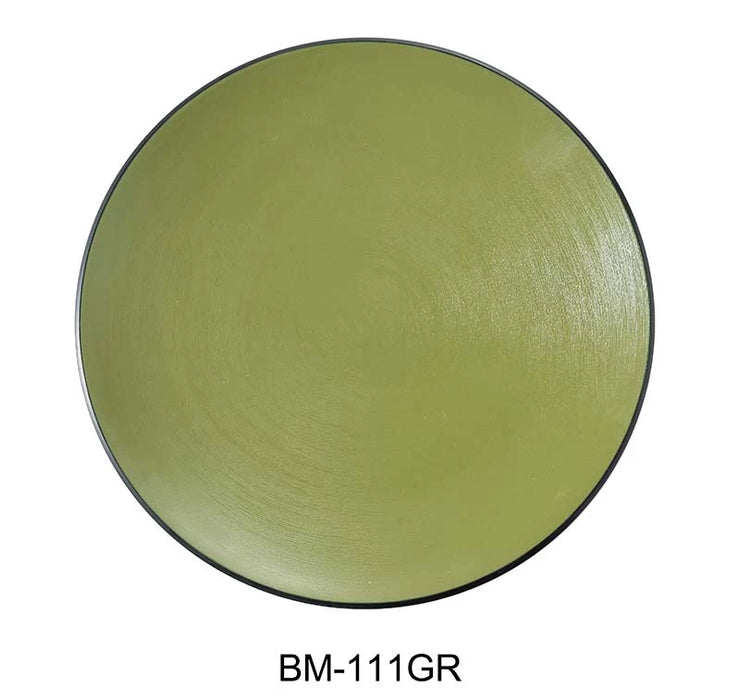 Yanco BM-111GR Birmingham – Green 11 1/2″ X 1 1/4″ ROUND PLATE Melamine, Pack of 12