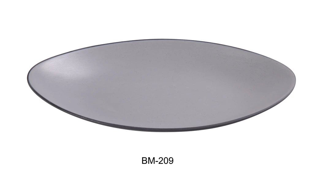 Yanco BM - 209 Birmingham 9 5/8" X 6" X 1" DEEP OVAL PLATE, Melamine, Gray & Black, Pack of 24