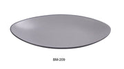 Yanco BM - 209 Birmingham 9 5/8" X 6" X 1" DEEP OVAL PLATE, Melamine, Gray & Black, Pack of 24