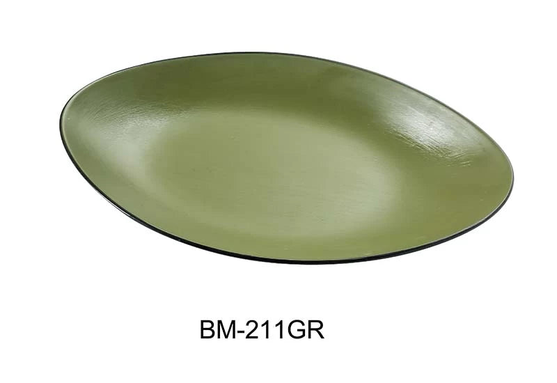 Yanco BM-211GR Birmingham – Green 11 1/2″ X 7 1/4″ X 1 1/8″ DEEP OVAL PLATE Melamine, Pack of 12