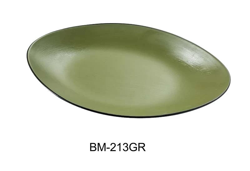 Yanco BM 213GR Birmingham Green 13 1 2 X 8 5 8 X 1 1 4 DEEP OVAL PLATE Melamine Pack of 12