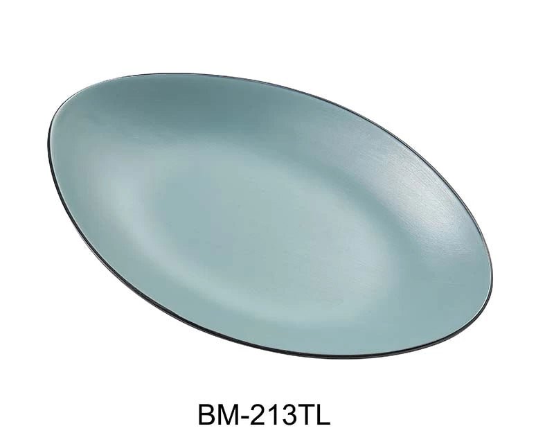 Yanco BM - 213TL Birmingham "‚¬“ Teal 13 1/2"‚ X 8 5/8"‚ X 1 1/4"‚ DEEP OVAL PLATE Melamine, Pack of 12
