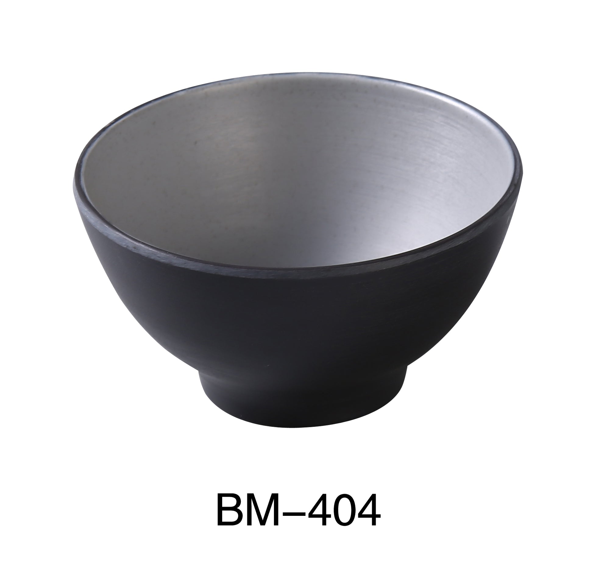 Yanco BM - 404 Birmingham 4 1/2" X 2 3/4" RICE / SOUP BOWL 10 Oz. Melamine, Gray & Black, Pack of 48
