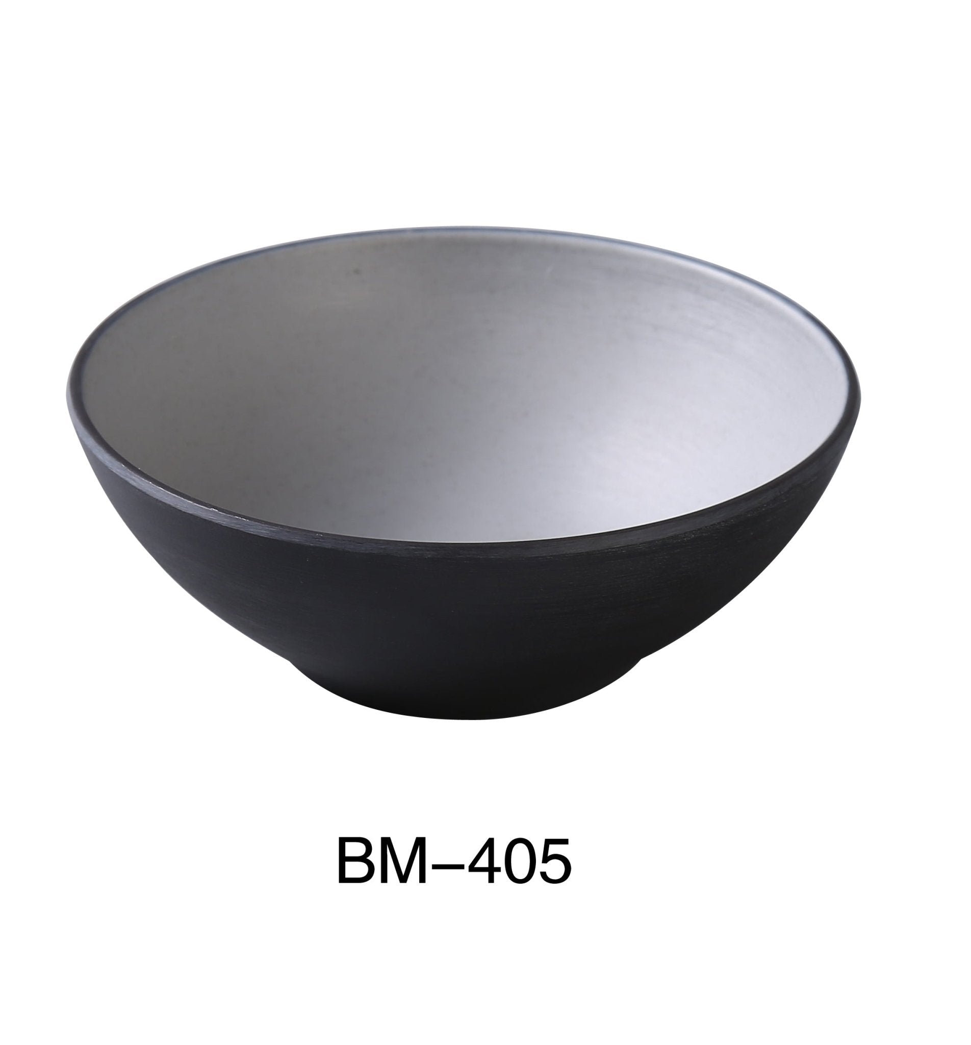 Yanco BM - 407 Birmingham 7 1/4" X 2 3/4" CEREAL / SALAD BOWL 24 OZ, Melamine, Gray & Black, Pack of 24