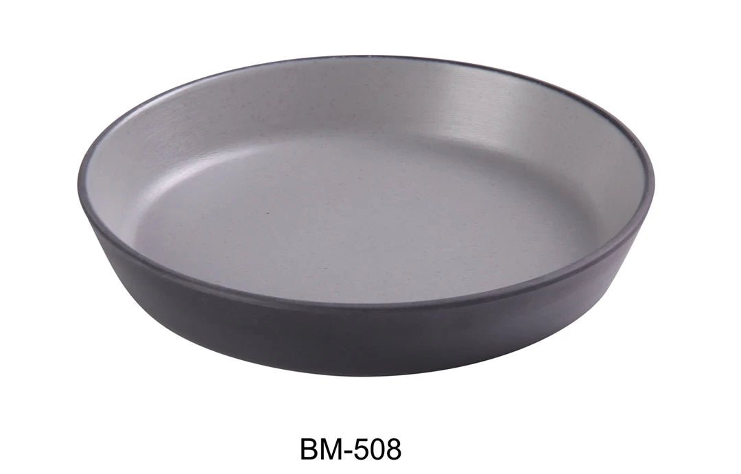Yanco BM - 508 Birmingham 8 1/2" X 1 3/4" DEEP DISH 24 Oz, Melamine, Gray & Black, Pack of 24