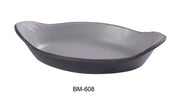 Yanco BM - 608 Birmingham 8 3/4" x 5" x 1 1/4" RABBIT DISH 10 Oz, Melamine, Gray & Black, Pack of 48