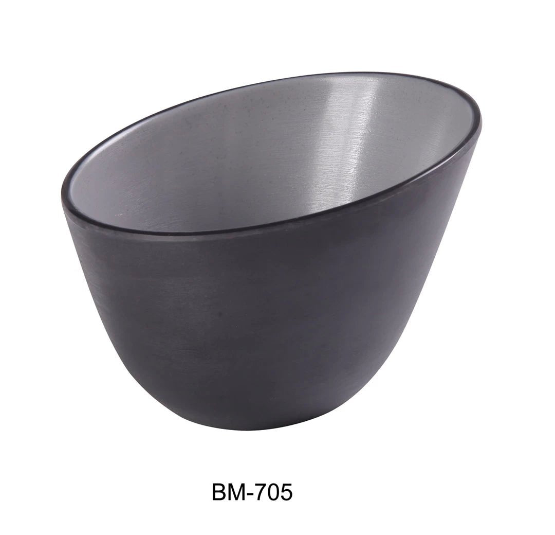 Yanco BM - 705 Birmingham 7" x 5" SERVING SHEER BOWL 35 Oz, Melamine, Gray & Black, Pack of 48