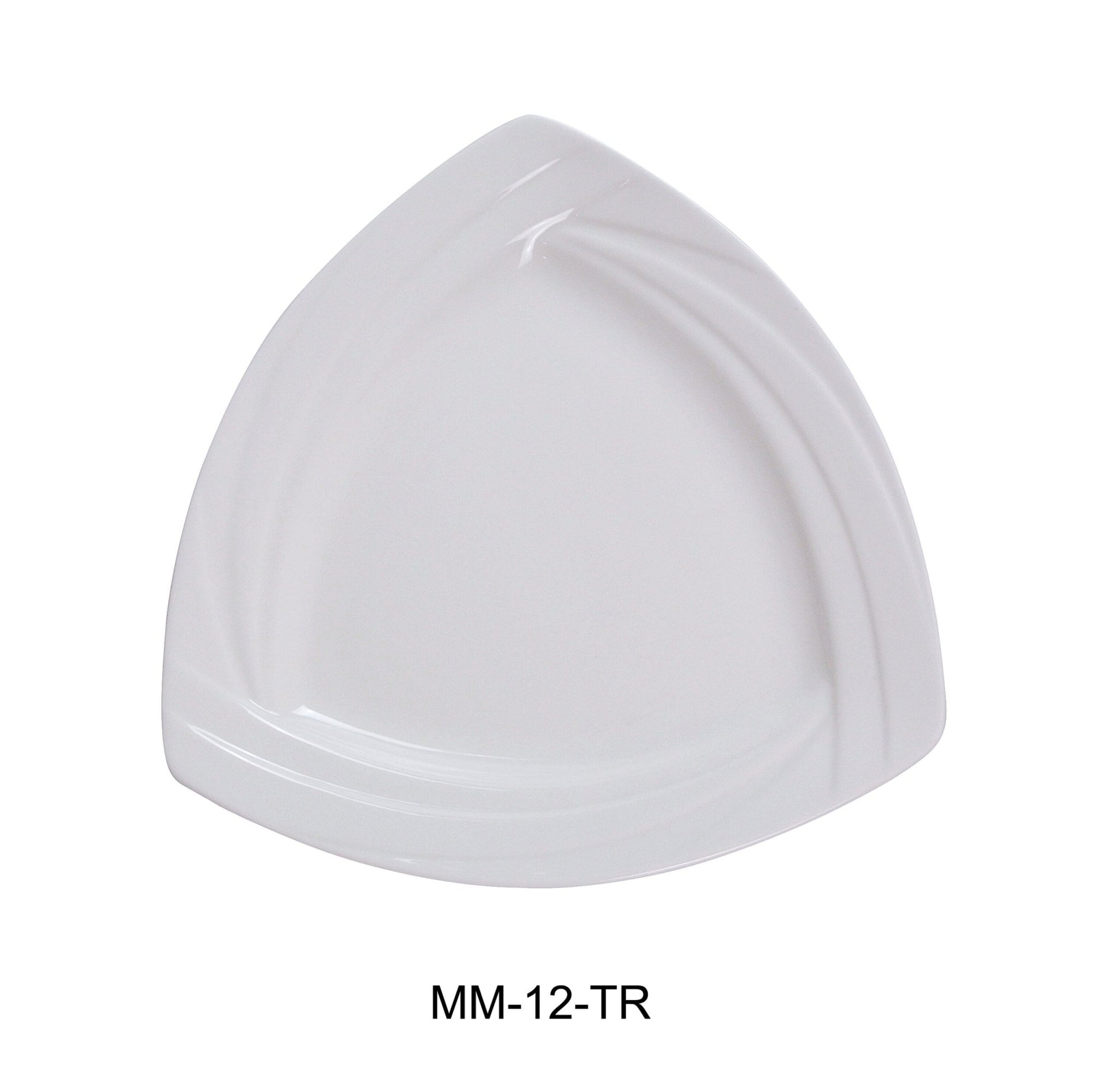 Yanco MM - 12 - TR Miami 12"‚ Triangle Plate, China, Bone White, Pack of 12