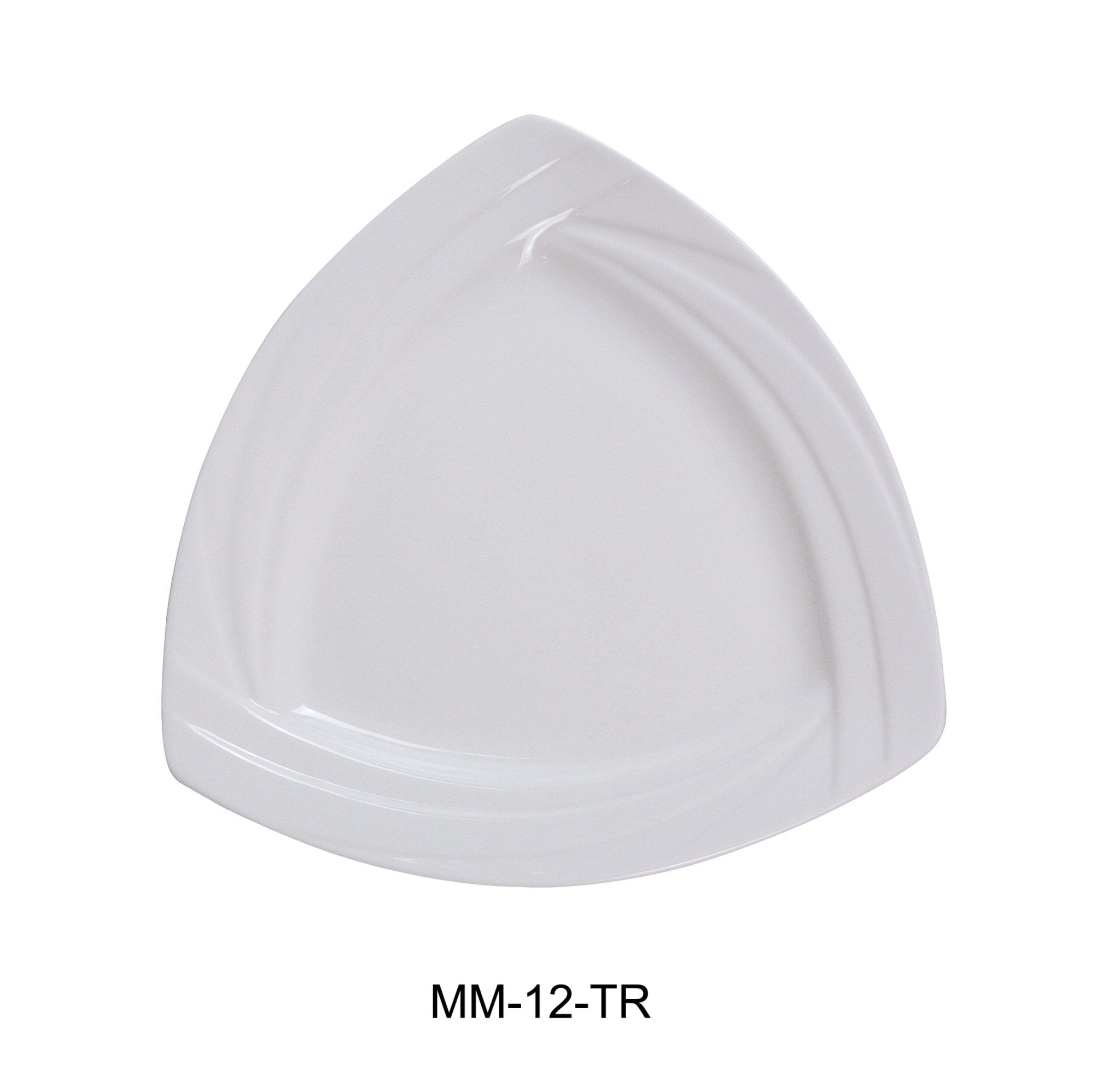 Yanco MM - 12 - TR Miami 12"‚ Triangle Plate, China, Bone White, Pack of 12