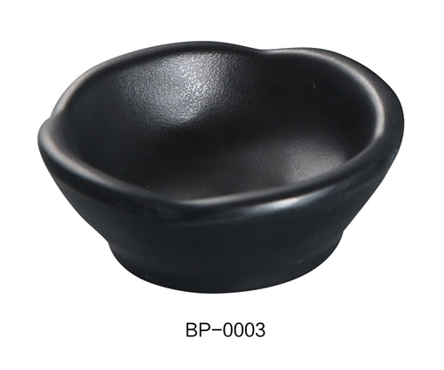 Yanco BP-0003 Black pearl-1 Sauce Dish, 3.75" Dia. 2.25" Height, Melamine, Black Color with Matting Finish, 72/case